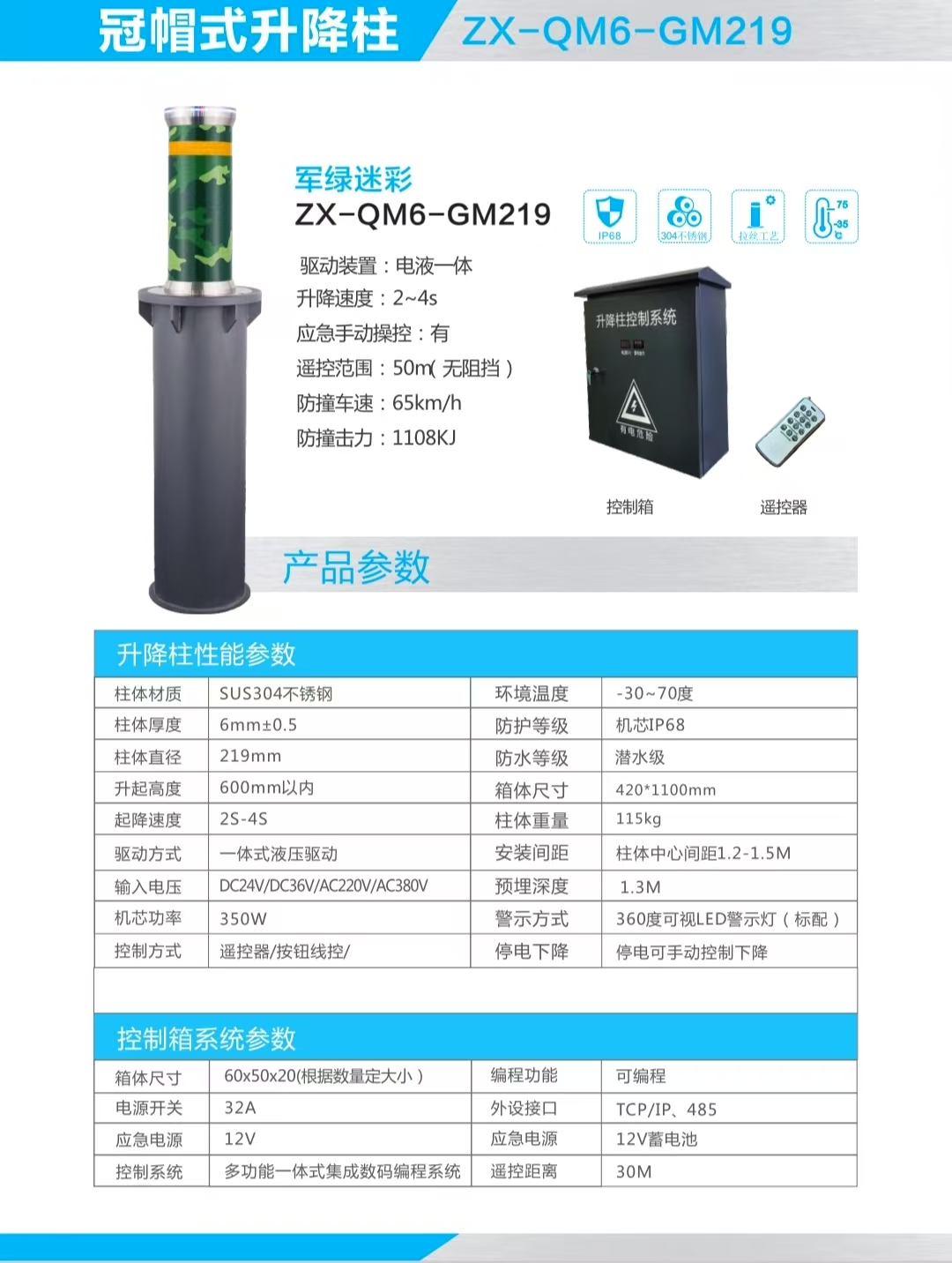 冠帽式升降柱